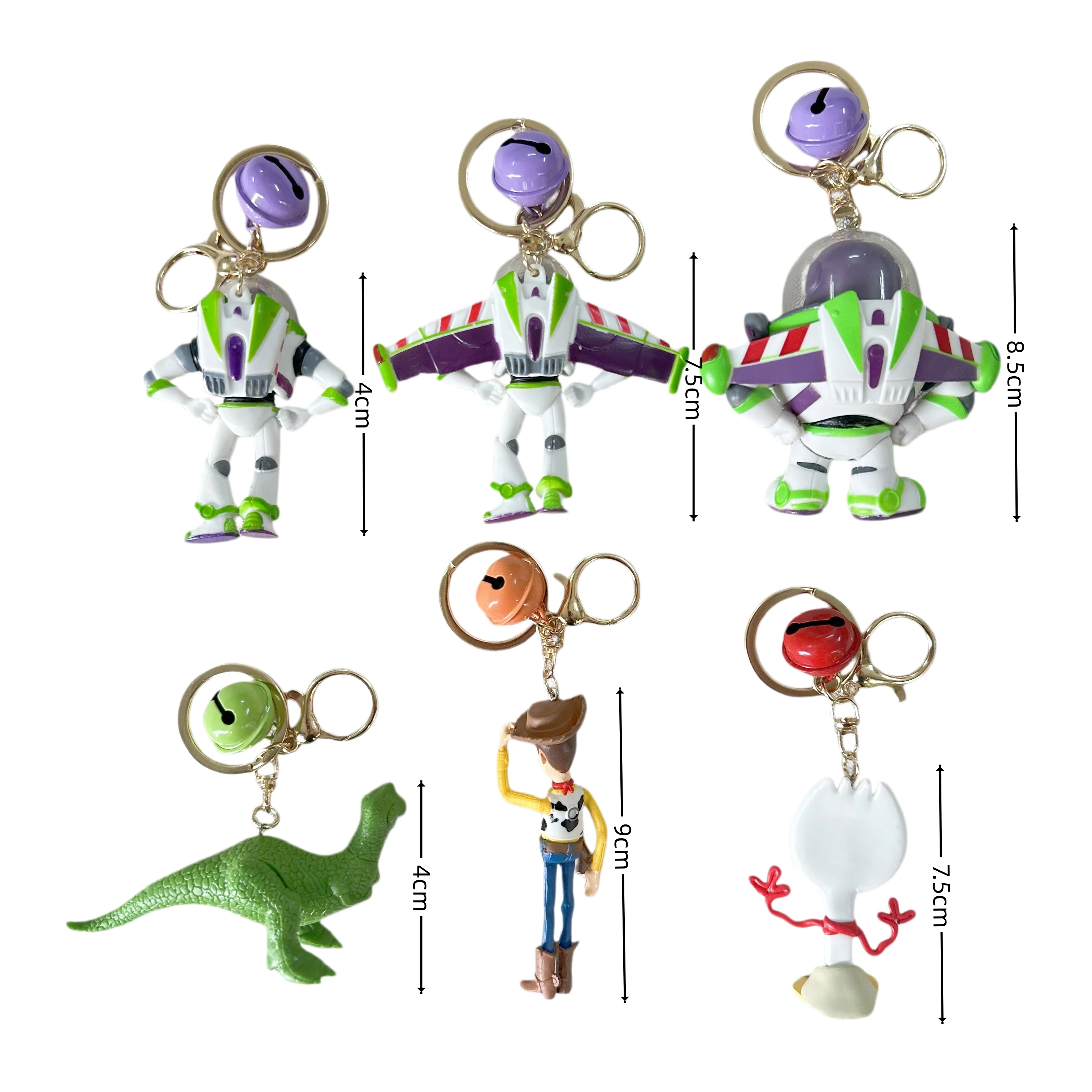 Toy Story 5 Buzz Lightyear & Woody Bell Keychain Cute Cartoon Figure Backpack Charm Pendant Bag Accessory Decor Creative Gift view 6