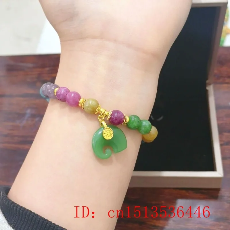 Customized Natural Colored Jade Bracelet Beads Elephant Bracelet Round Hand Weaving Jewellery Fashion Man Woman Luck Amulet New