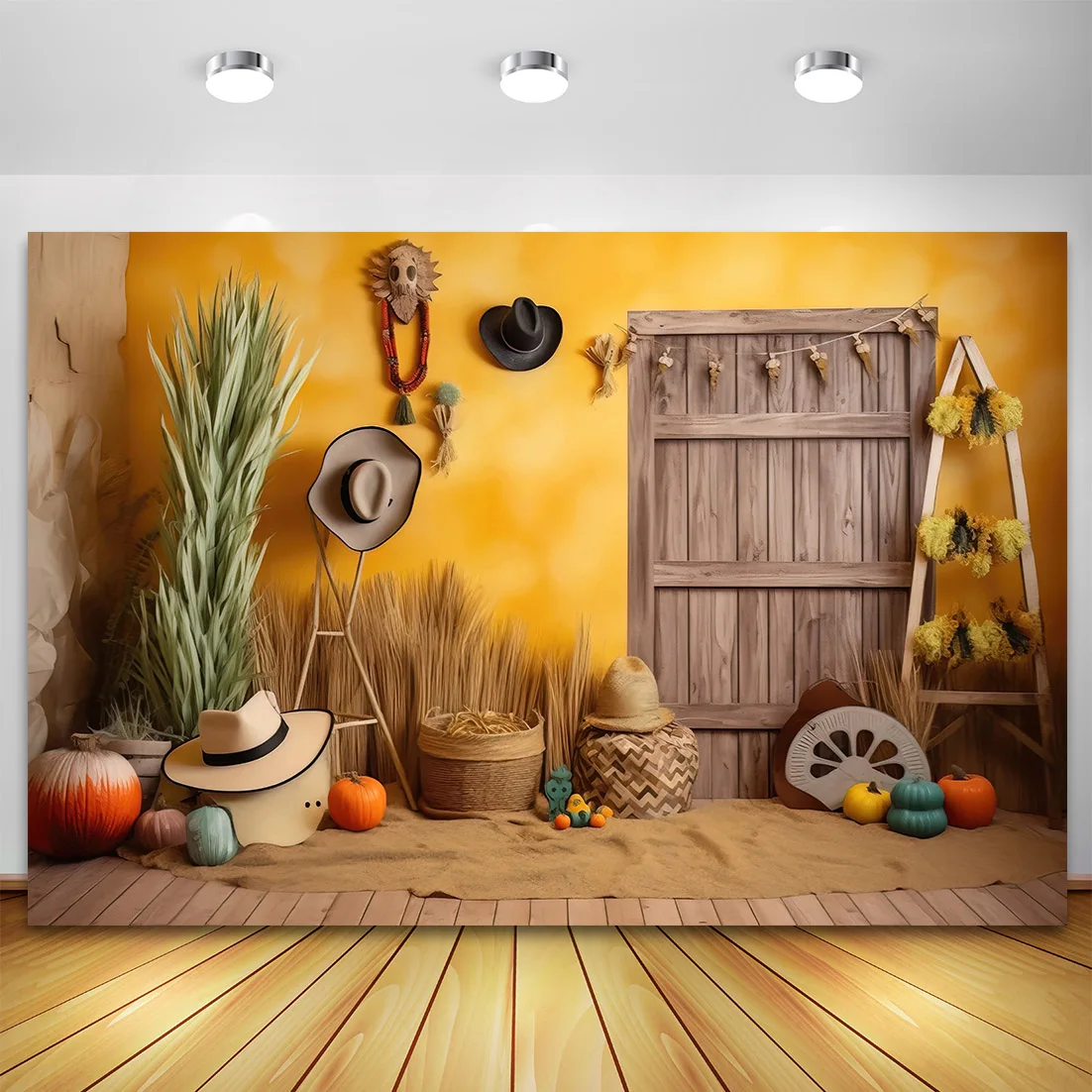 Fall Backdrop Autumn Farm Barn Pumpkin Haystack Harvest Baby Portrait Photography Background Cake Smash Photo Studio Photozone