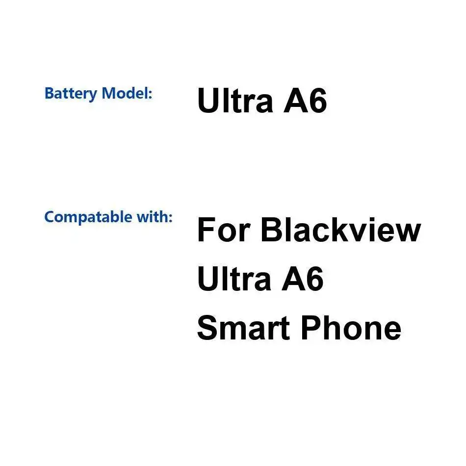2200 мАч надежная замена аккумулятора высокой емкости для мобильного телефона Blackview Ultra A6 2200 мАч надежная замена аккумулятора высокой емкости для мобильного телефона Blackview Ultra A6