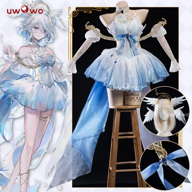 EN STOCK UWOWO Furina juego de Cosplay Genshin Impact Fanart Focalors Furina 'Angel sagrado' disfraz de Cosplay disfraz de Halloween @ 0Z *