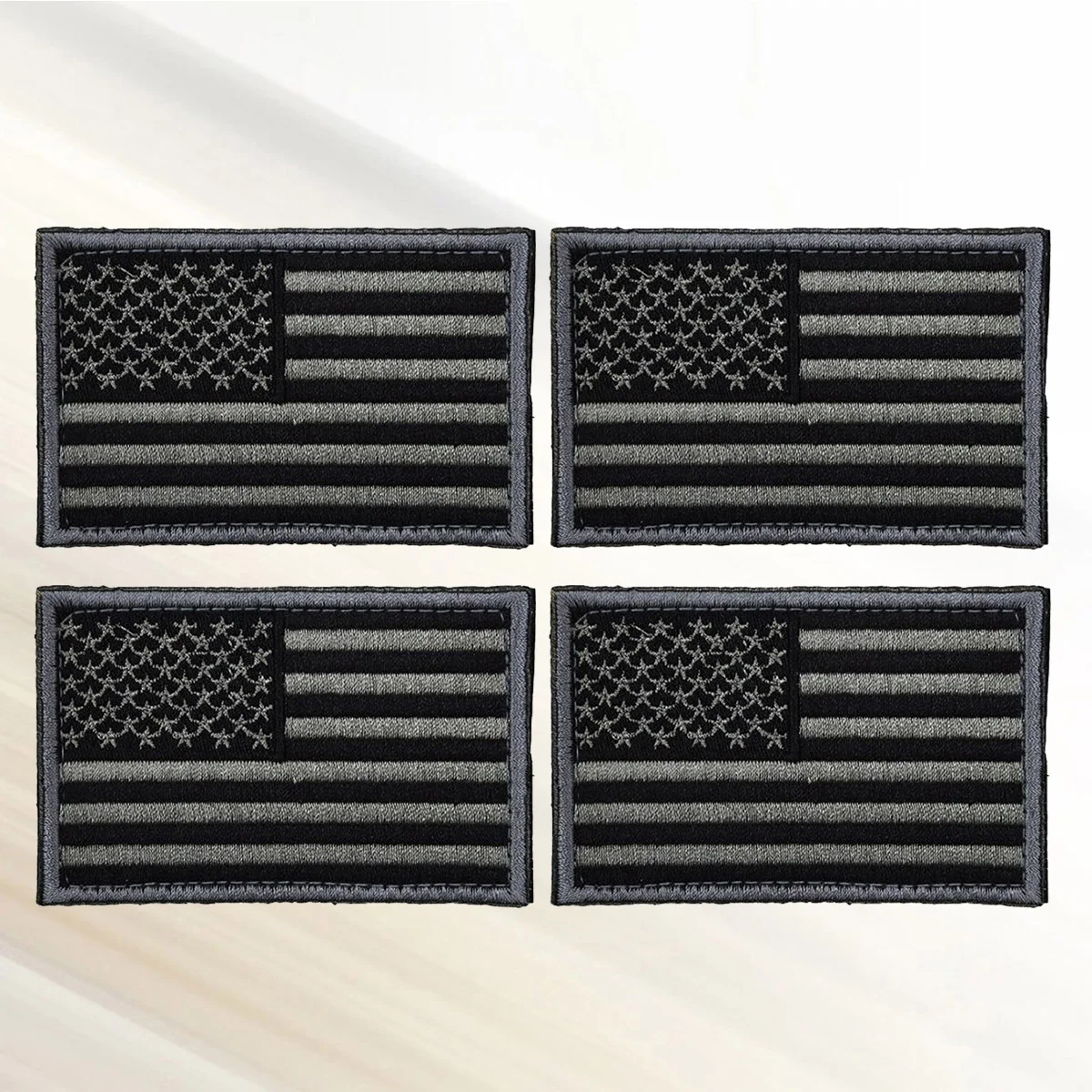 4PCS USA Flag Patch Self-Adhesive American Flag US United States of America Uniform Patches (Charcoal Grey)