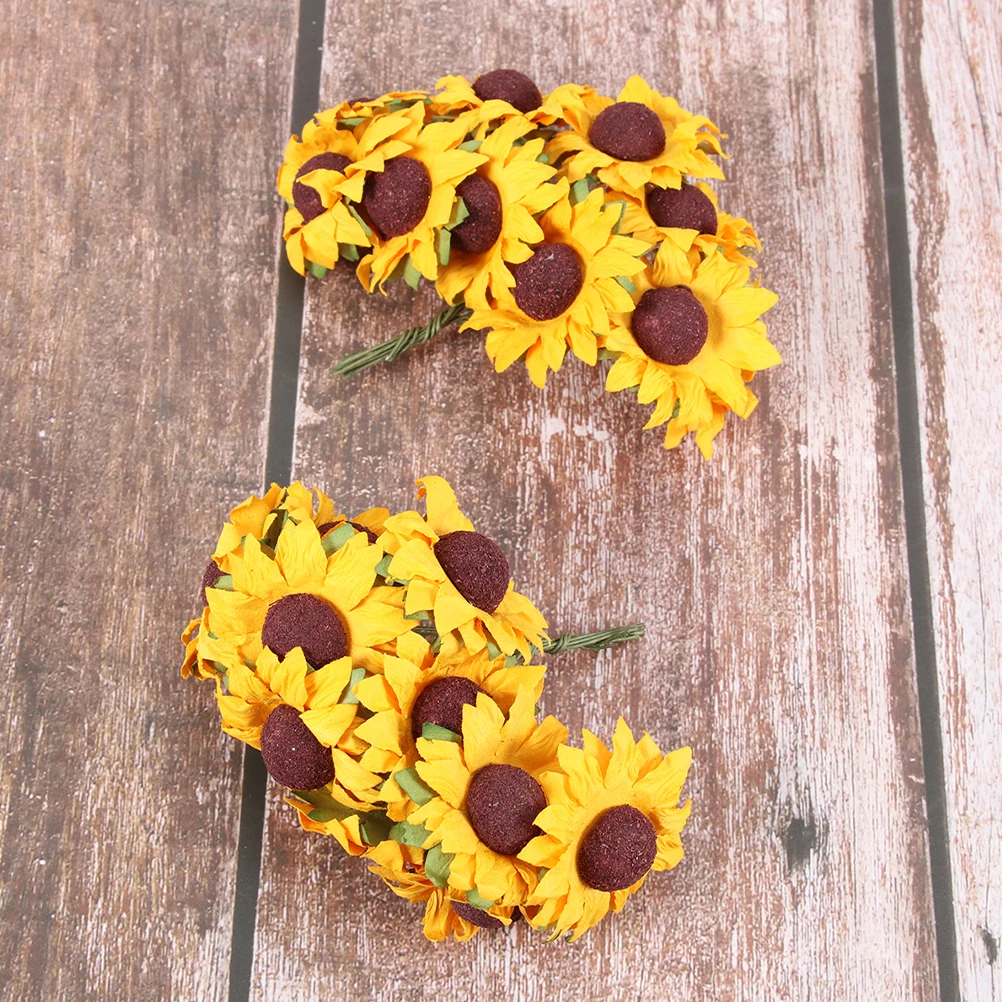 

200Pcs Artificial Paper Sunflower Small Wedding Card Decoration DIY Craft Party Home Office Ornament Artificial Flower
