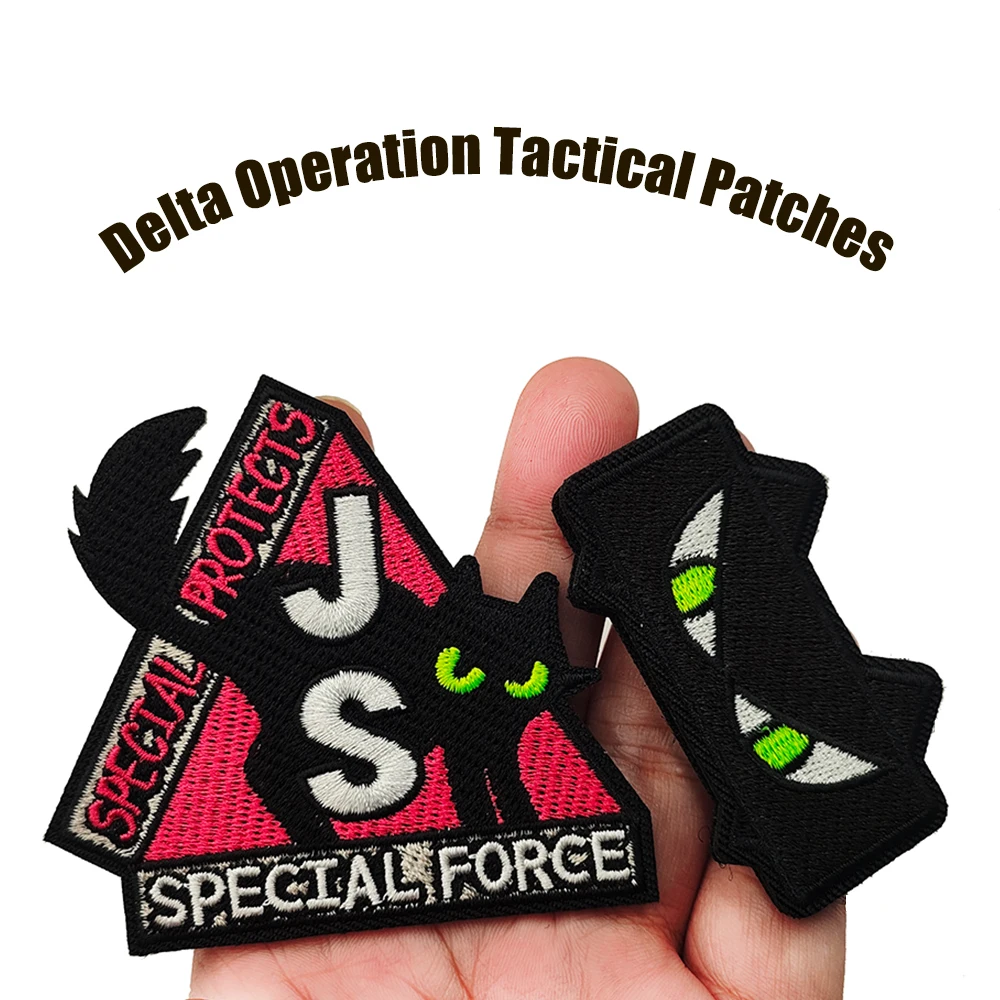 

Special Operation Game Embroidered Patches Fear Black Cat Fabric Tactical Patches For Jacket Shoulder DIY Sew-on