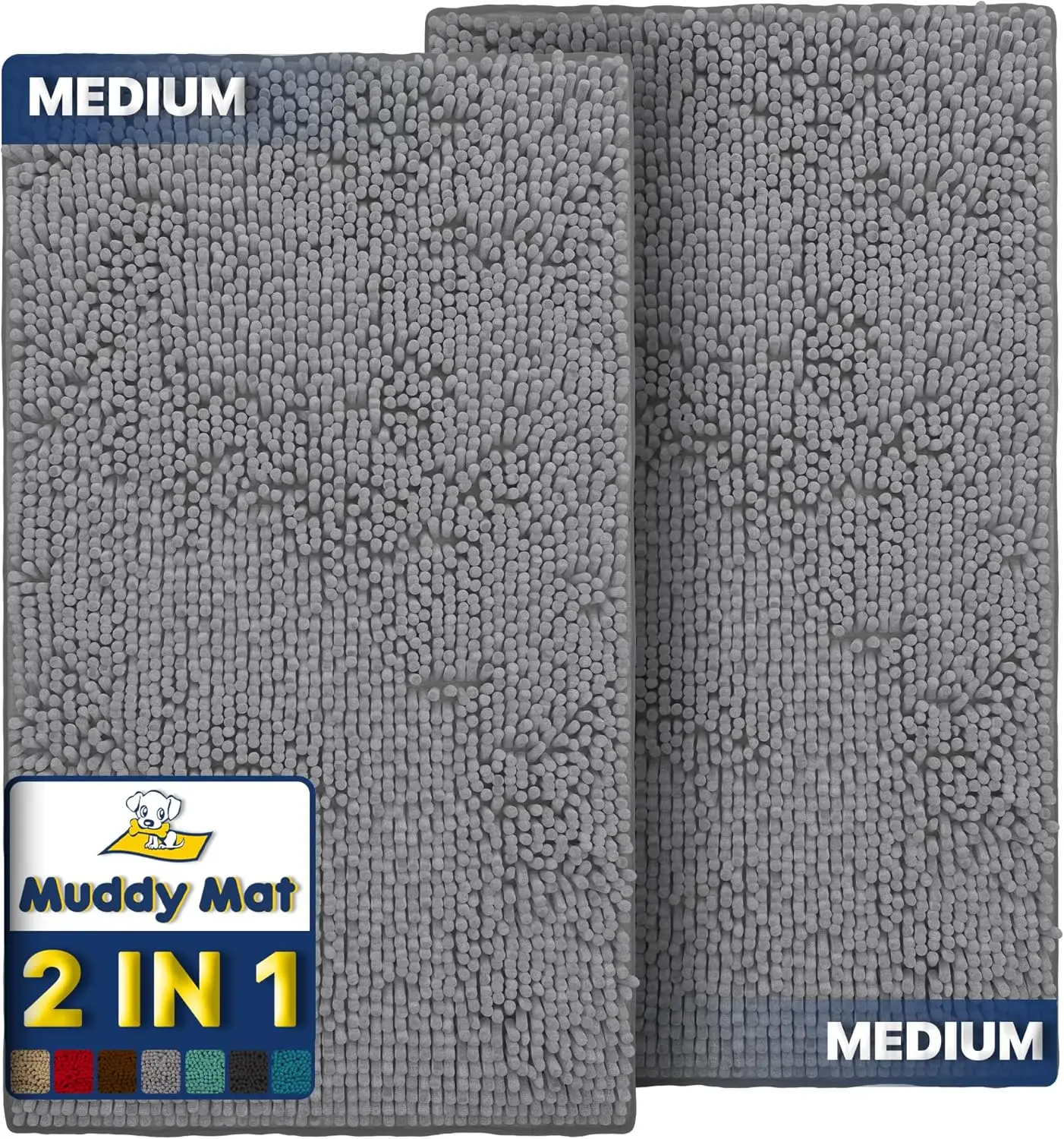 

2-Piece Grey Medium 30"X19" Highly Absorbent Microfiber Door Mat, Non-Slip Washable for Indoor Outdoor Use