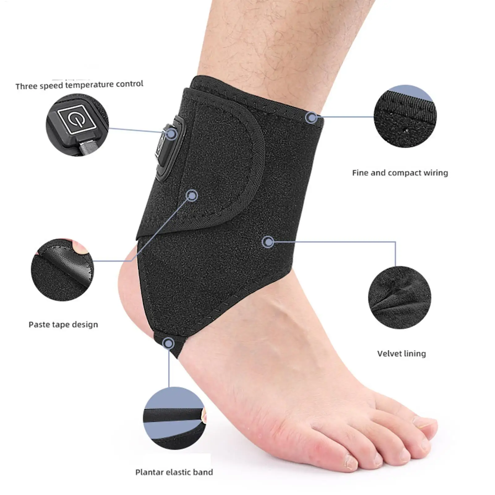 Heated Ankle Wrap Warmer Adjustable Breathable Ankle Heat Wrap For Daily Training Women Fitness Walking Men