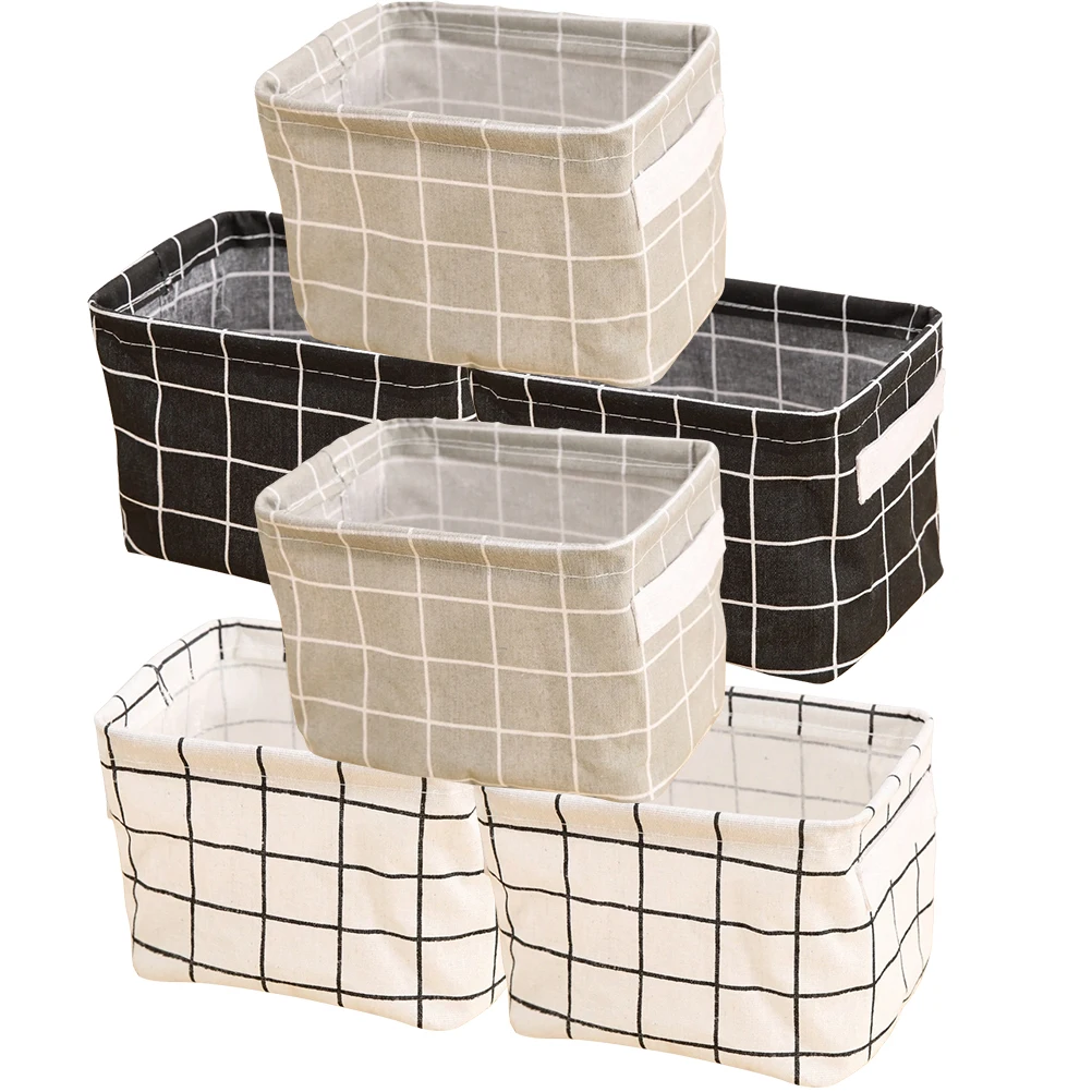 

6Pcs Fabric Storage Baskets Cotton Nordic Lovely Pattern Decorative Mini Small Cute Key Containers Boxes For ganizing