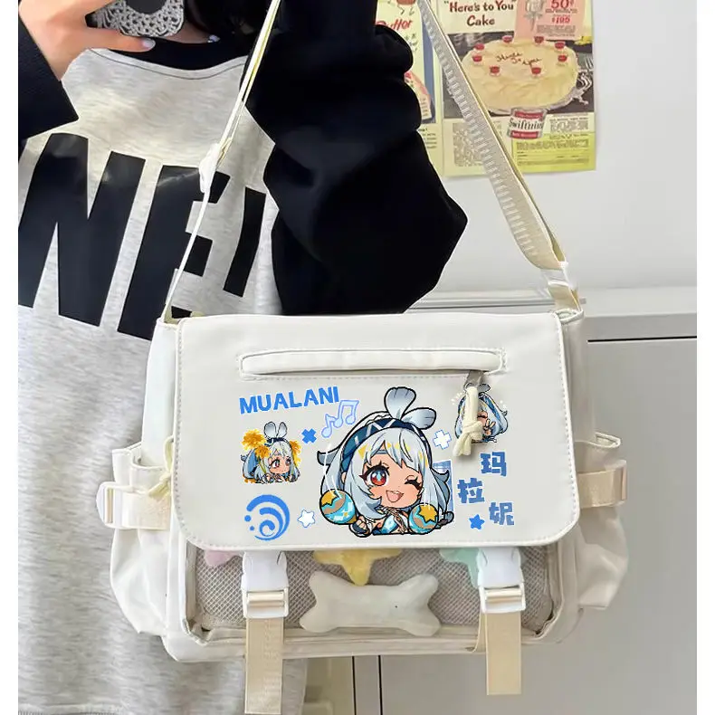 Genshin Impact Maveka Amelie Peripheral Transparent Pain Unisex Student Same Style Single Shoulder Crossbody Tutoring Bag ANI