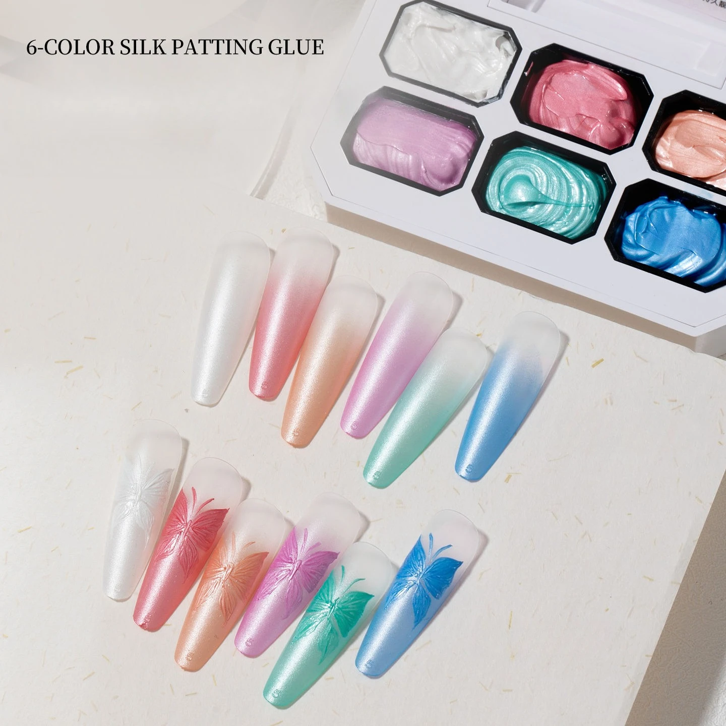 

6Grids Satin Sheen Patting Painting Gel Nail Polish Semi Permanent UV LED Gel Varnishes Gradient Effect Pat Gel Lacquer Manicure
