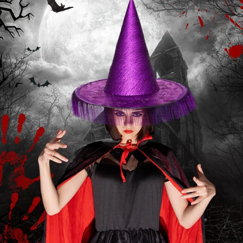 R1WE – chapeau sorcière moderne, pour Costumes d'halloween, fêtes événements Cosplay, tissu Oxford