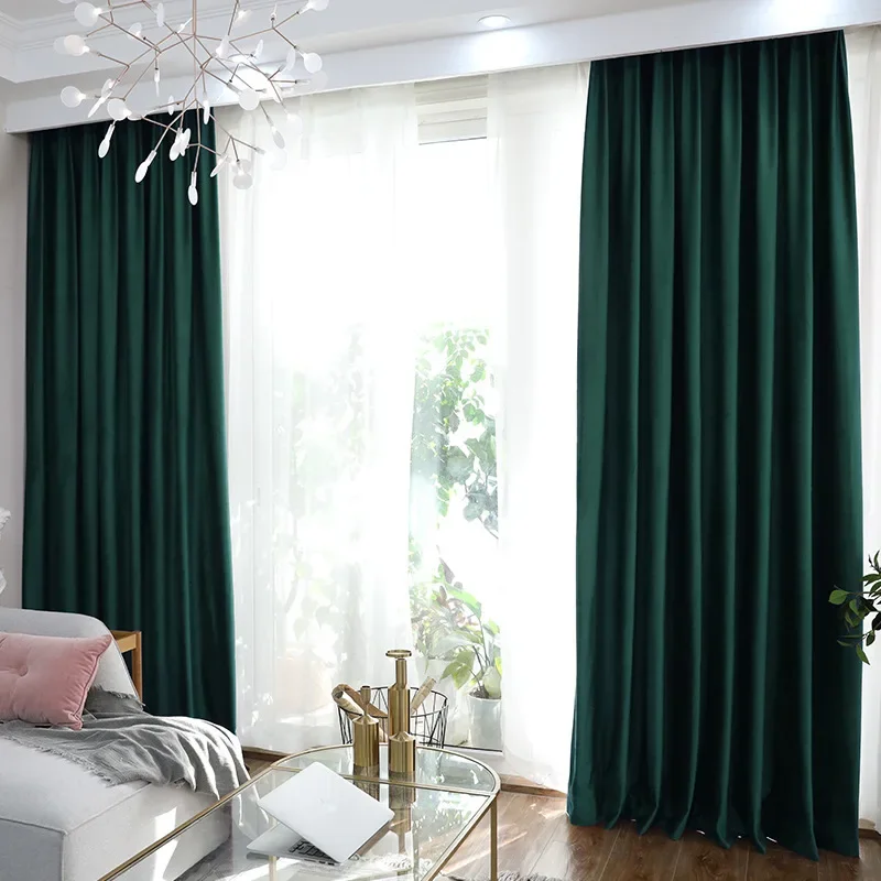 High Shading Curtains for Living Room Modern Solid Color Italian Velvet Window Curtain Bedroom Custom Cortinas Partition Tulle