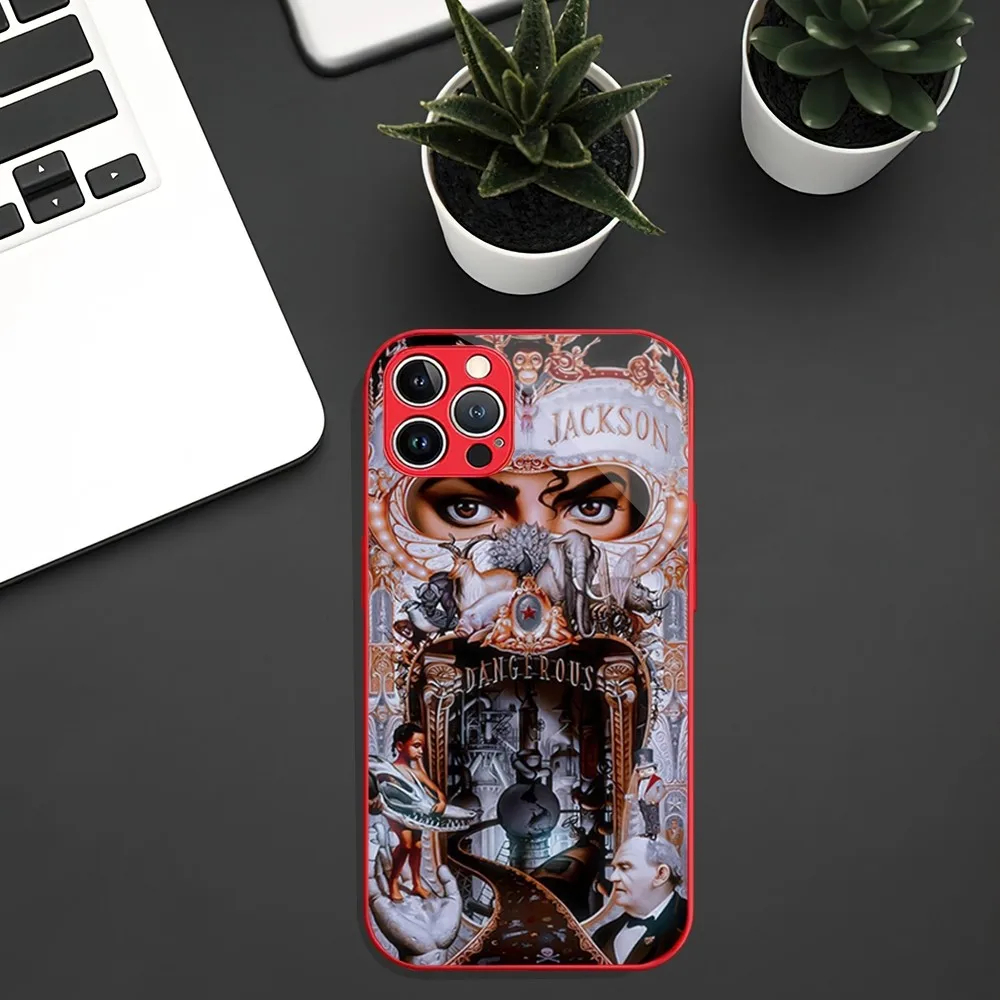 Singer M-Michael Jackson Phone Case For iphone 14 13 12 11 PRO MAX X XS XR MAX Metal Plated Painted Glass Shell