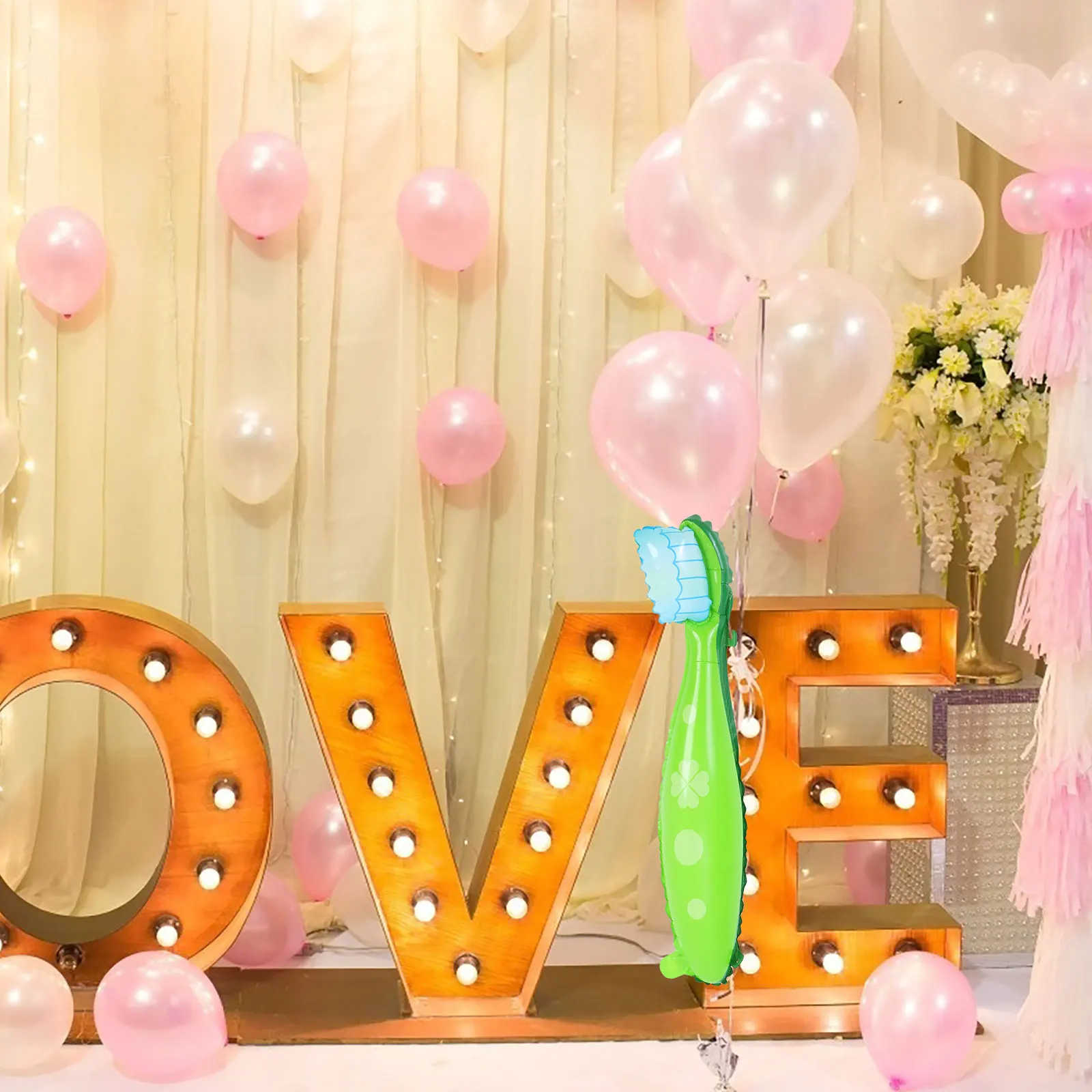 

4pcs ToothbrushBalloon LargeSize PartyDecoration Supplies VibrantColors DentalTheme Props OversizedSet EducationalFun