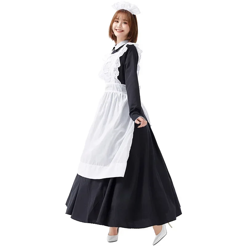 Coffee Shop Waiter Costume Maid Cosplay Women Halloween Costume For Adult