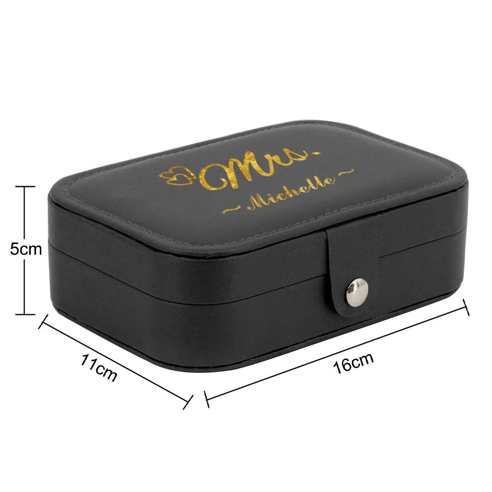 Customized Name Jewelry Casket Large Capacity Travel Jewelry Organizer Necklace Earring Display Double Layer Storage Box