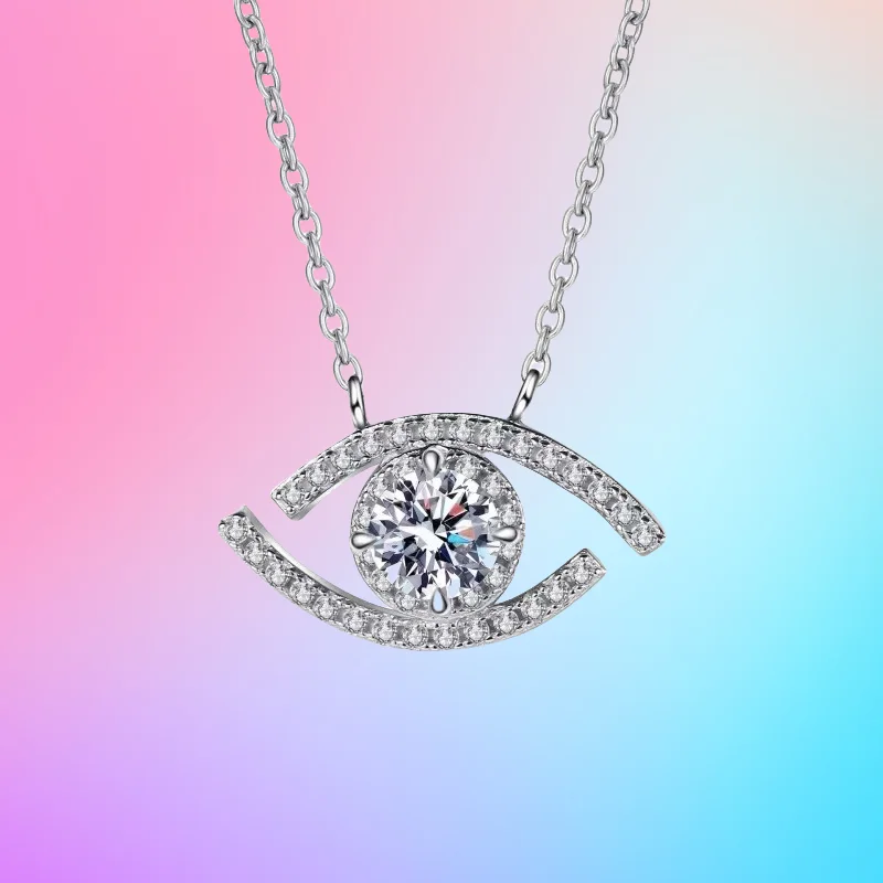 

Best Choose Platinum PT950 Women's Pendant Devil's Eye 0.5CT Moissanite Diamond Necklace Daily Gift Jewelry for Girl or Daughter