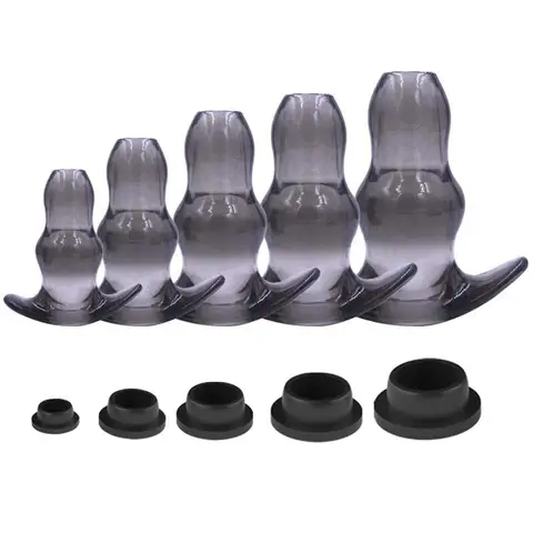 Hollow Speculum Peeking Anal Beads Butt Plug with Stopper Expander Tunnel Transparent Anus Dilation Adult Women Men Gay