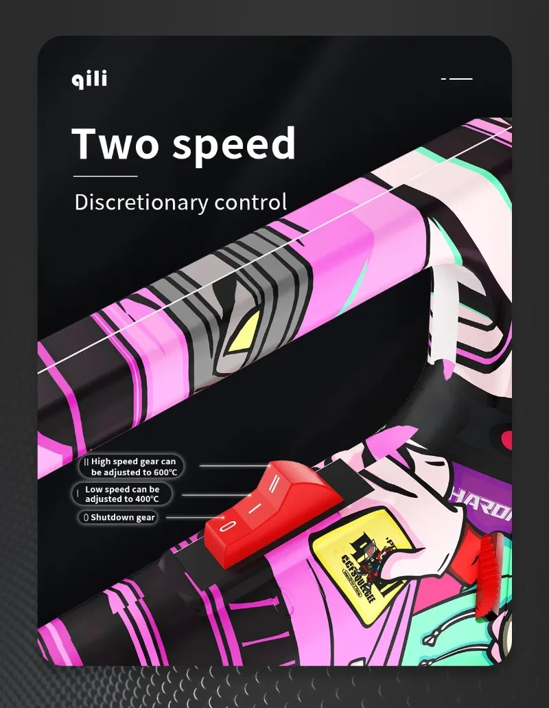 Qili 83B Pistola ad aria calda multicolore Strumento sorgente di calore fai-da-te con temperatura regolabile Potenza di uscita nominale 2000 W Tensione nominale 220 V