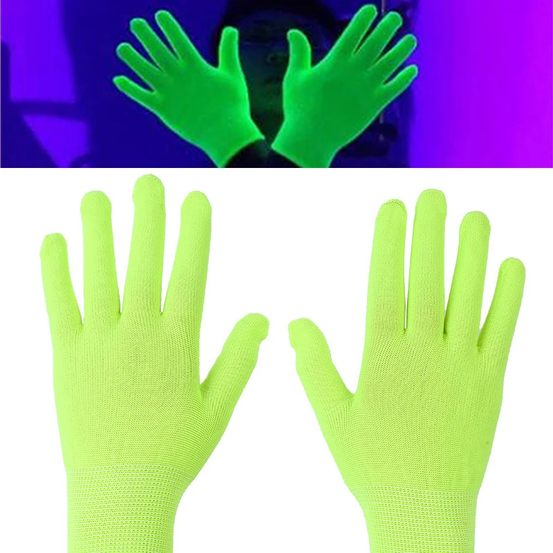 

10Pairs Fluorescent Gloves Glow Glow Party Glowing In The UV Bar Atmosphere Props Black Light Party Green Gloves