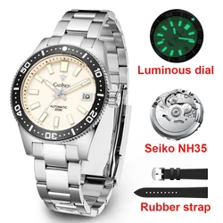 CADISEN-Reloj de pulsera para hombre, accesorio masculino de pulsera resistente al agua con movimiento japonés NH35A, cristal de zafiro, luminoso, 38mm, 200M, nuevo