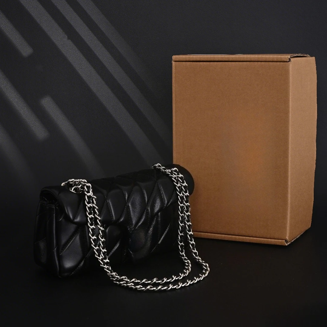 

Black Quilted Leather Flap Bag - Women's Stylish Chain Strap Shoulder & Crossbody Handbag