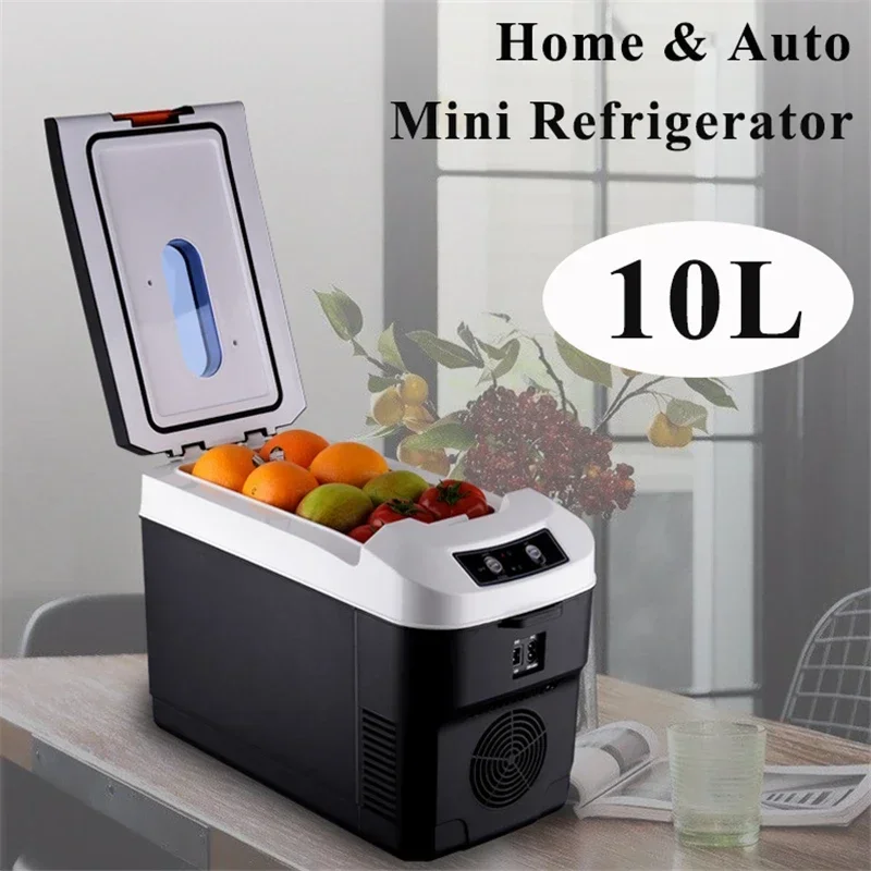 10L Car Home Mini Refrigerator Fridges DC12/24V Drinks Cooler Heater Keep Warm Fresh for Car Home Pinic Camping AC110/220V