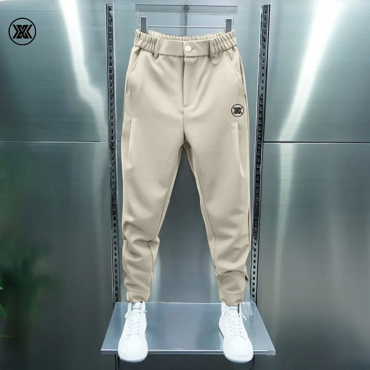 Spring Autumn Pleated Trousers Men\'s Golf Wear Casual Tennis Sports Style Pants with Elastic Waist Luxury Brand Golf Clothing