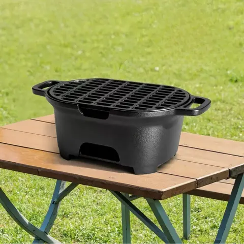 Uncoated Cast Iron Grill Outdoor Charcoal Barbecue Stove for Alcohol Barbecue Tea Camping Picnic Bbq Grill
