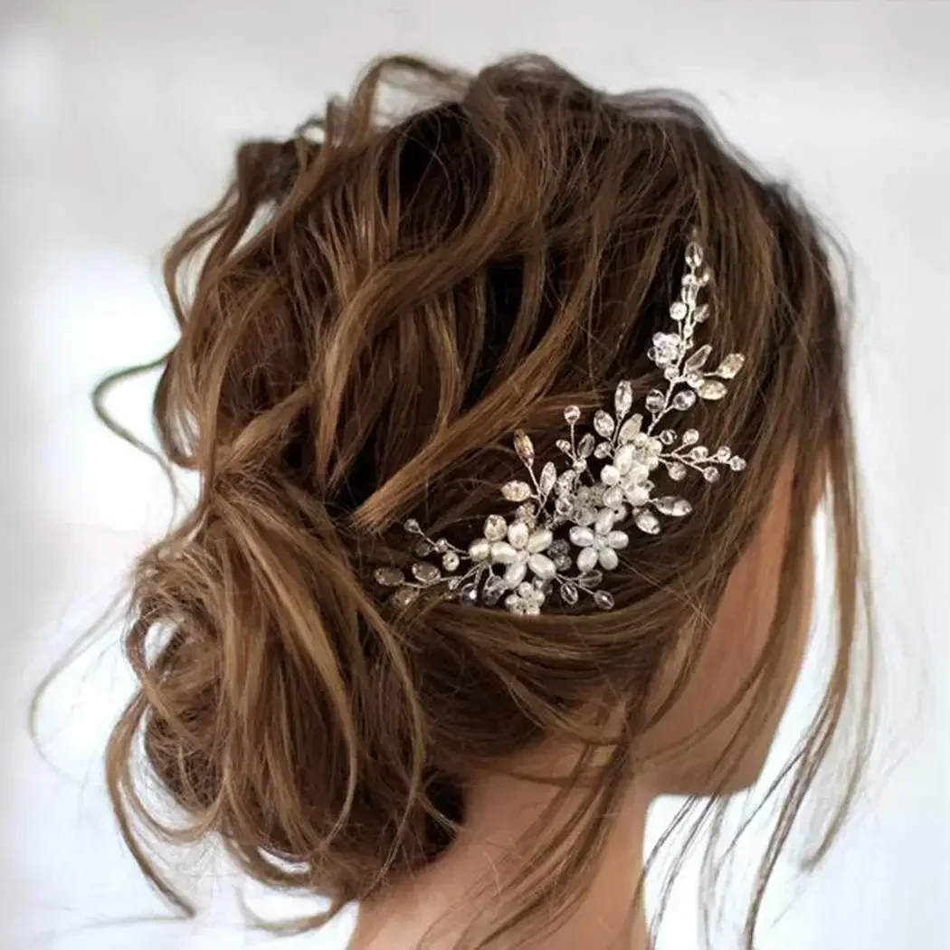 

Fashion Crystal Flower Hair Combs Clips Bridal Wedding Hair Accessories for Women Bride Headpiece Hairpins Bridesmaid Jewelry