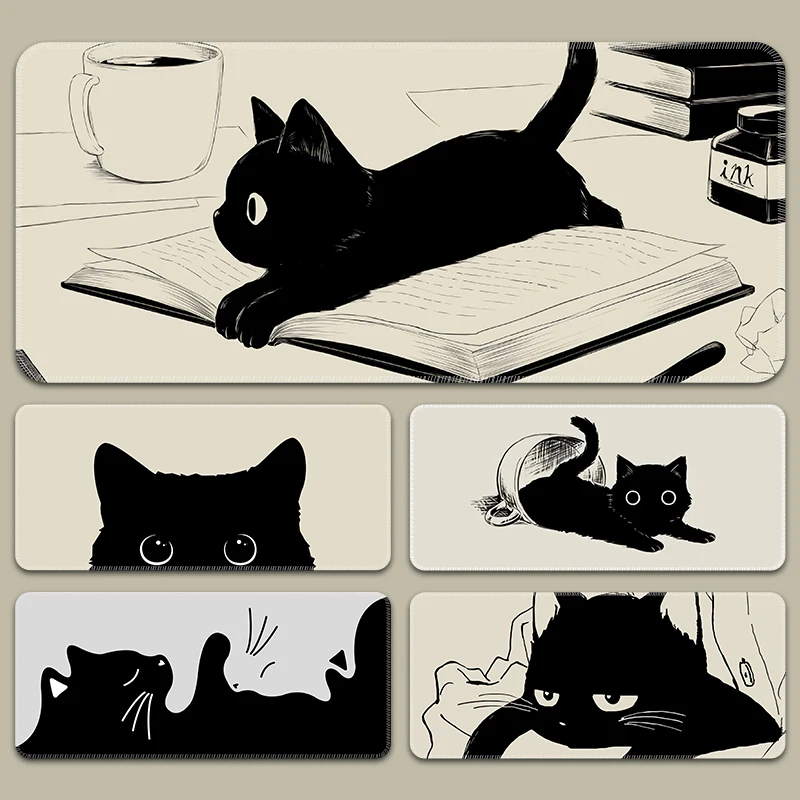 Cute Cat Desk Pad Protector Mouse Pad Office Desk Mat Non-Slip Rubber Laptop Waterproof Writing Pad for Work Home