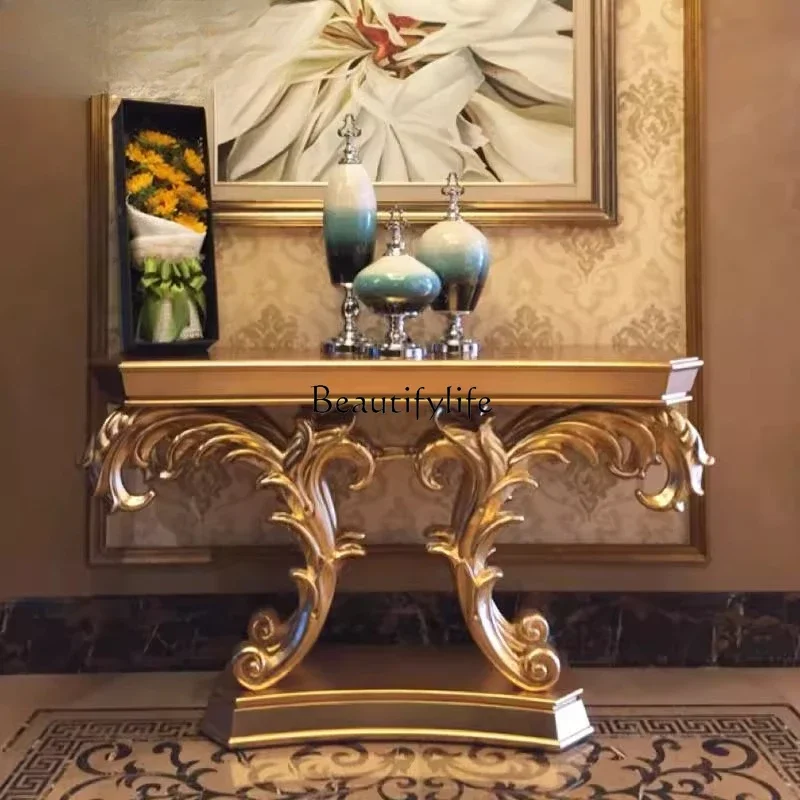 

5ld14 European entrance table French retro entrance table Champagne gold hotel entrance cabinet