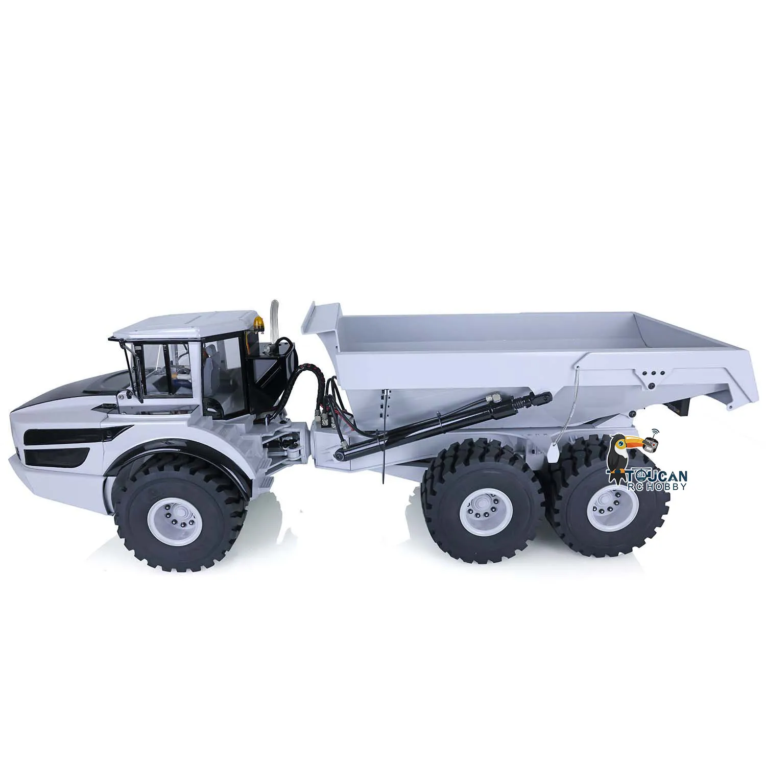 XDRC 1/14 Schaal A40G RC Gelede Vrachtwagen RTR Simulatie Model Metalen 6x6 Auto Wit Hydraulische Dumper Geluid licht Radio Motor Speelgoed