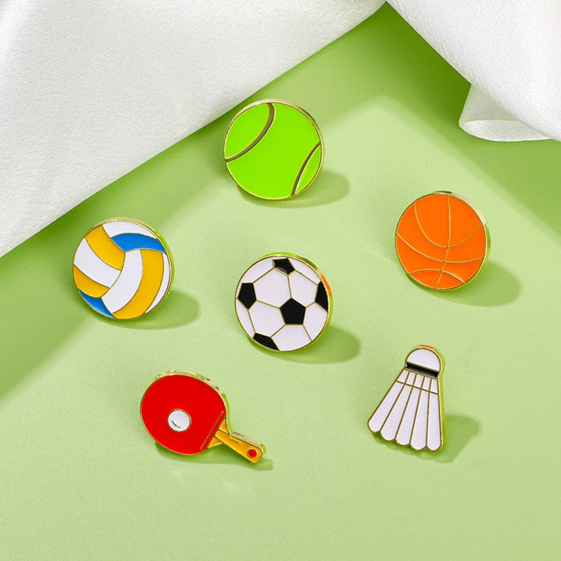 Football Cartoon Brooch Basketball Badminton Table Tennis Cute Sports Series Badge Men\'s and Women\'s Clothing Bag Accessories