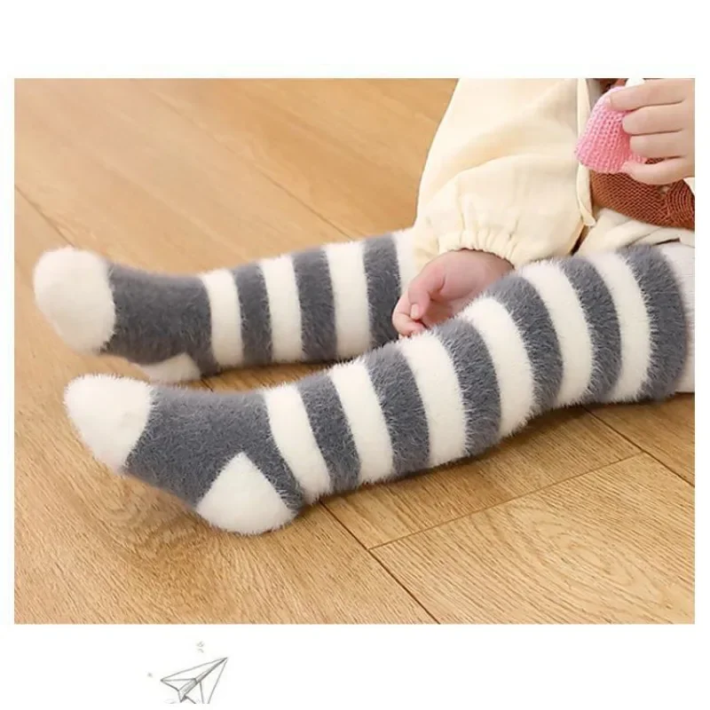 Winter Thick Warm Plush Baby Stockings Super Soft Knee High Socks for Newborn Infant Toddler Boys Girls Long Socks 0-3years Old