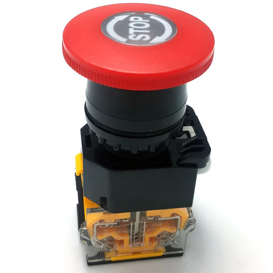 Self-reseting / Self-locking (latching) Mushroom Head Push Button Switch Latching 22mm Mounting Neck Diameter