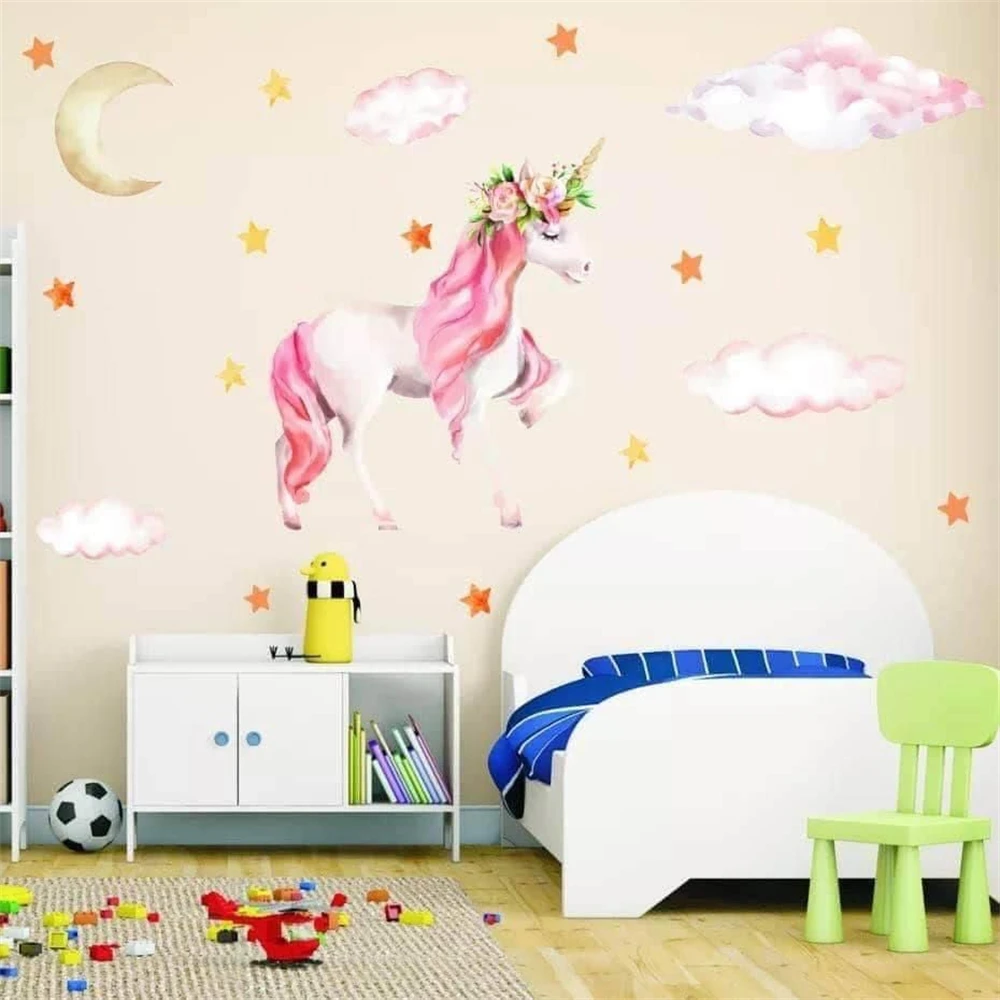 

custom cartoon fantasy unicorn animal wallpaper for children's room wallpapers living room decoration 3D wall papers home decor