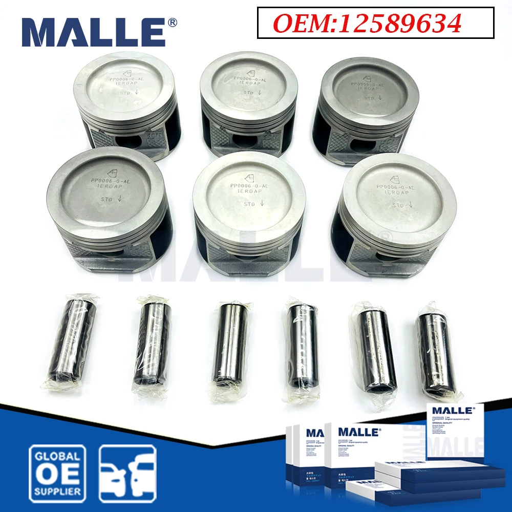 

6 Pcs Engine Piston Set For Buick Regal GL8 LW9 3.0 Auto Parts Car Accessories OEM 12589634 STD Piston Pin Clip Assembly Kit