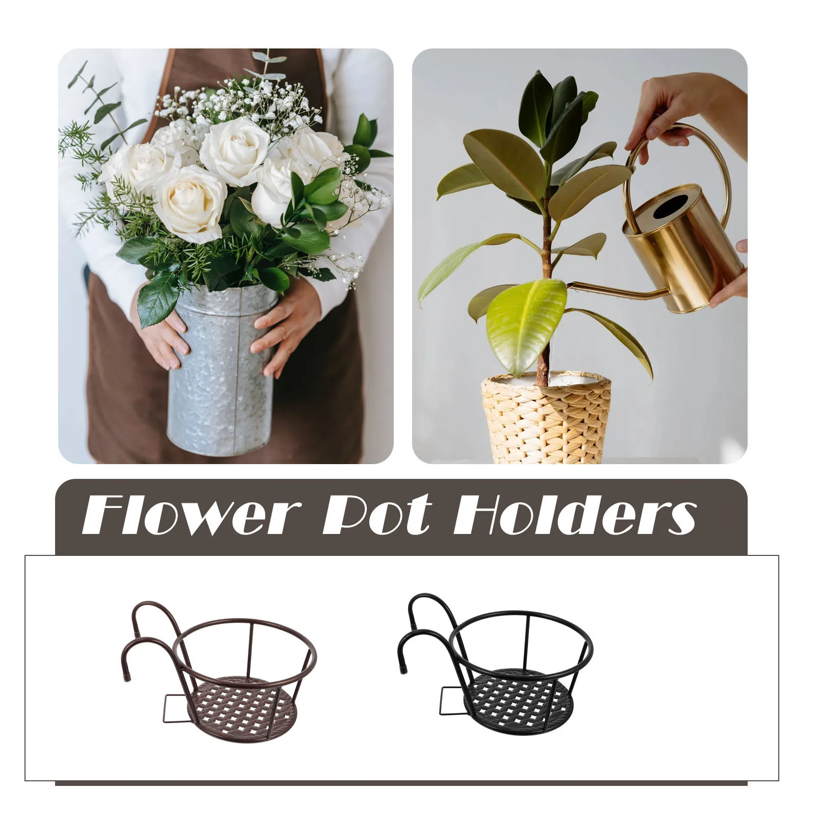 

2PCS Wall Hanging Flower Stand Balcony Plant Rack Durable Material Flower Pot Holders Garden Decor