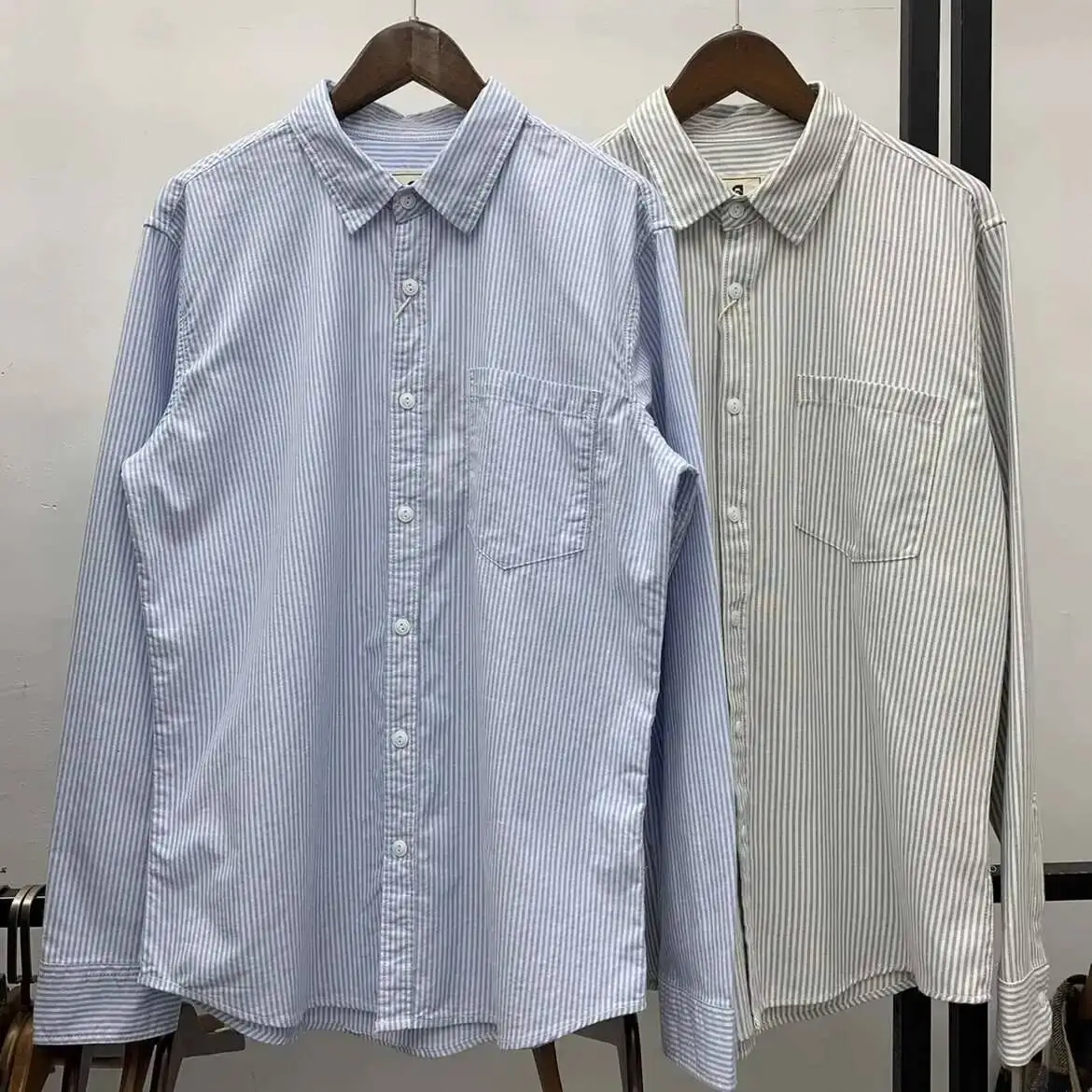 

Amekaji Men Cotton Oxford Striped Shirt Japanese Style Breathable Button Down Loose Long Sleeve Cargo Shirt Male Workwear