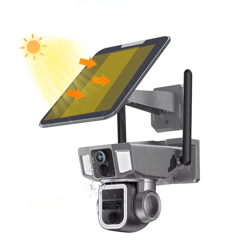 2K Solar Wireless 4G Cctv Camera Outdoor Motion Detection 360 Dual Lens Audio Night Vision Sim Card