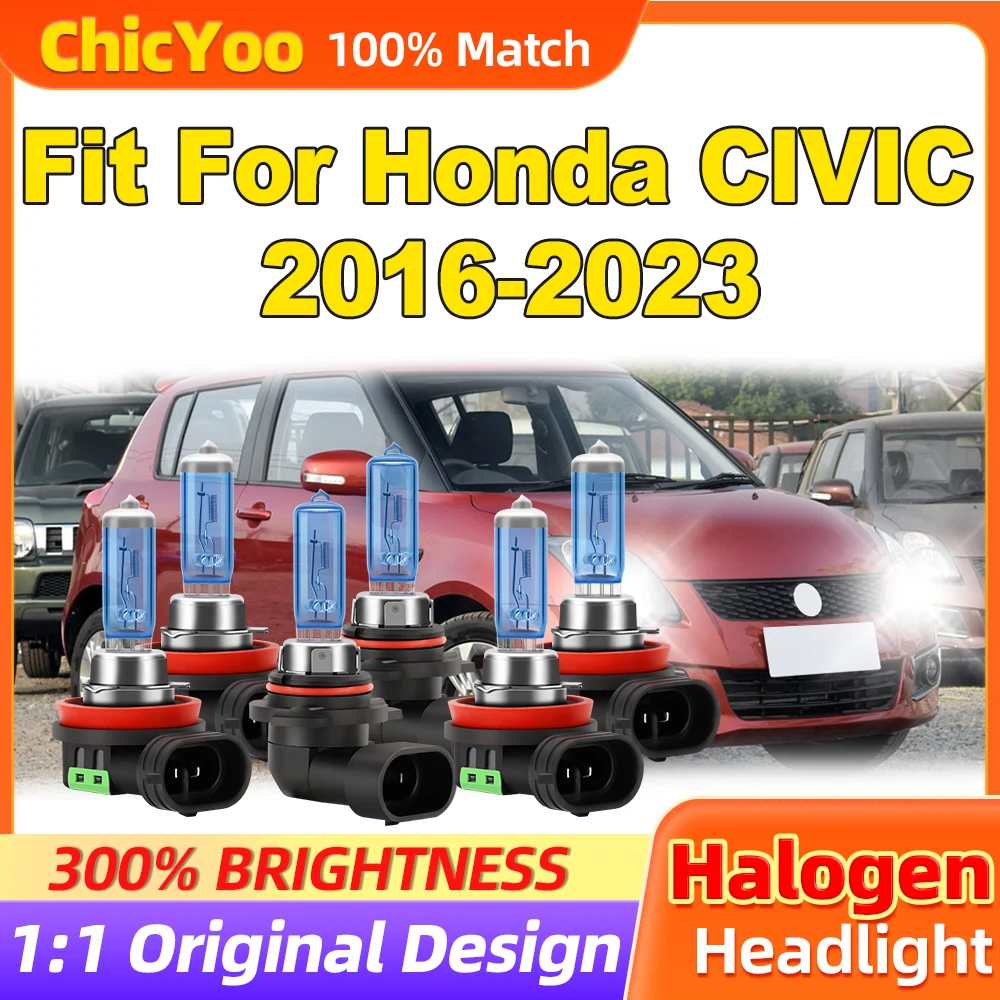 

Fit For Honda CIVIC 2016-2018 2019 2020 2021 2022 2023 300W Halogen Headlights 36000LM Front Lamps 12V 6500K White Fog Lights