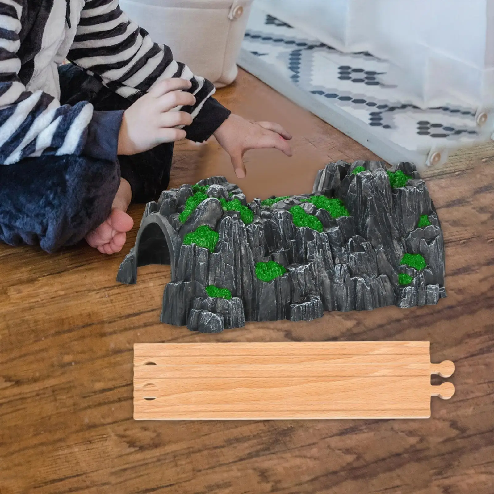 

Wooden Train Track Expansion,Simulation Train Tunnel Models, Train Track Connectors for Woodland Table Activity Home