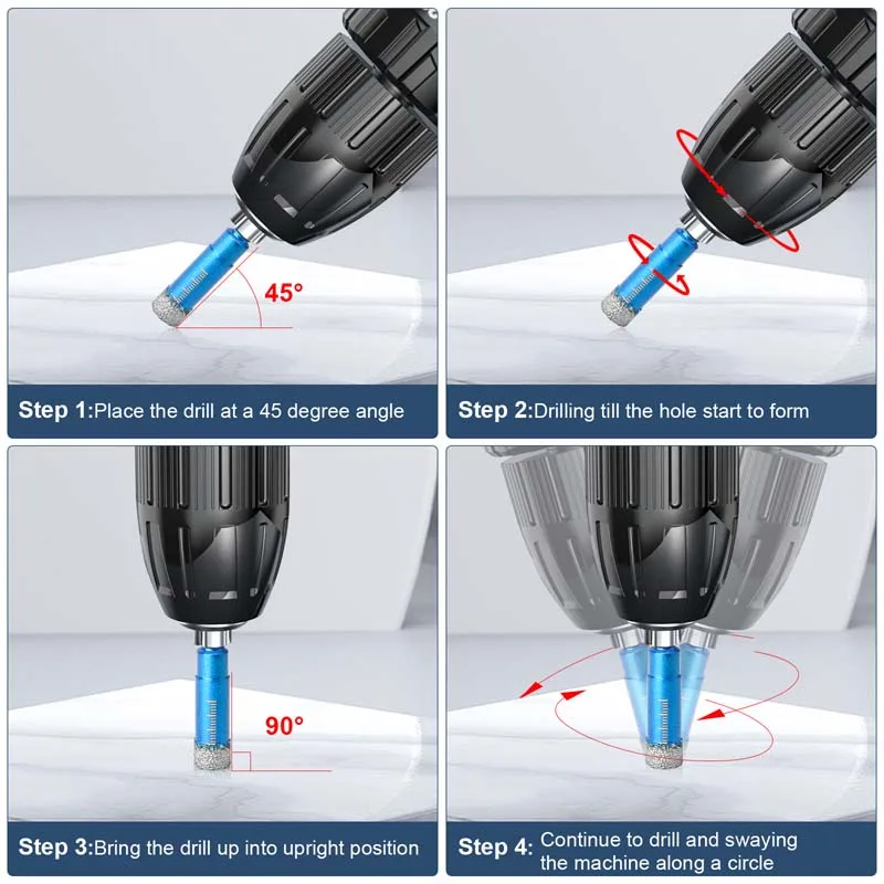 5-16mm Dry Diamond Drill Bits Set Round Shank for Granite Marble Tile Ceramic Stone Glass Ceramic Tile Drill bit Hole Saw Cutter