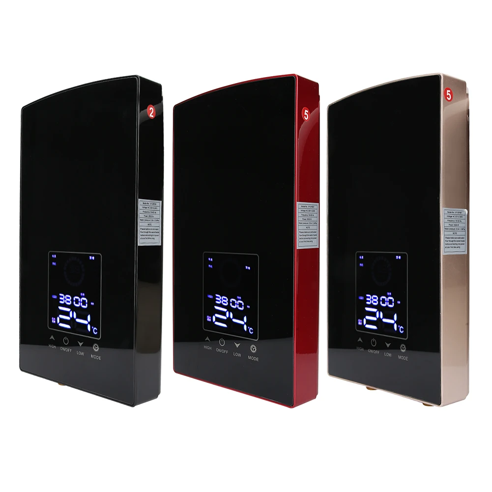 

Электрический водонагреватель, домашний водонагреватель, настенный, с сенсорной кнопкой панели из закаленного стекла для мытья посуды для душа