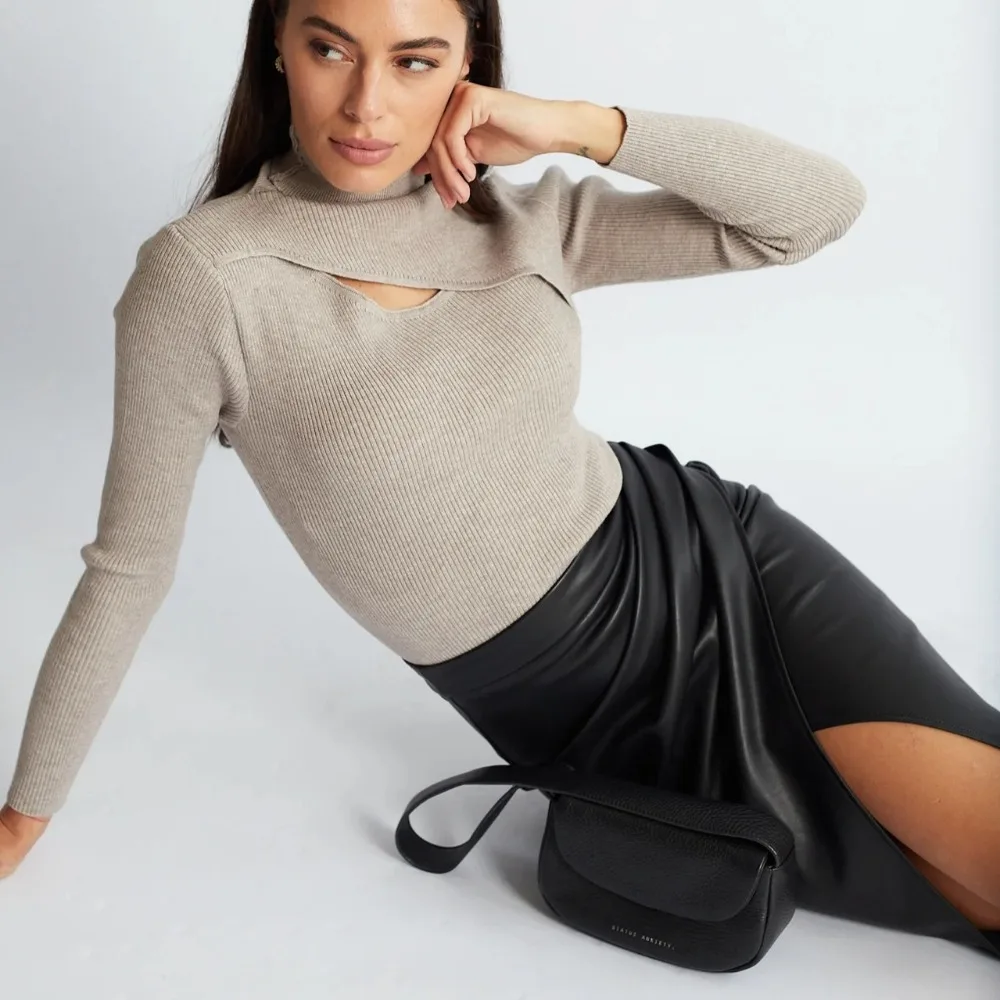 Moto Skirt High Waisted Side Zip Pencil Skirt Asymmetrical Draped Bodycon Mini for Women Edgy Stretch Faux Leather Skirt