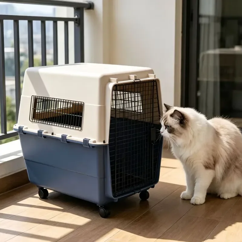Portable Hard Shell Pet Carrier with 360 Degree Ventilation and Secure Locking System Durable Travel Crate for Dogs Cats on