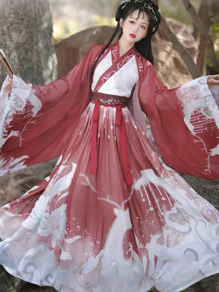 

Traditional Hanfu Woman Chinese Ancient Han Dynasty Princess Costume Vestidos Tang Suit Princess Dress Stage Performance Wear