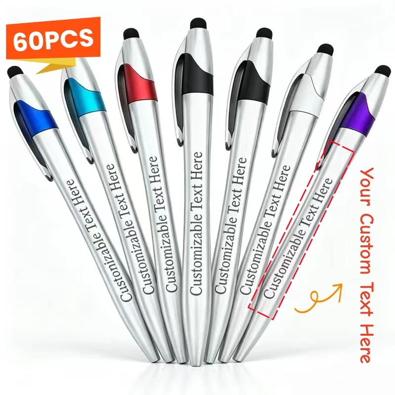 60PCS Custom Touch Screen Ballpoint Pen 2-in-1 Writing Pen for Touchphones and Tablets Logo Printing Advertising Ballpoint Pen