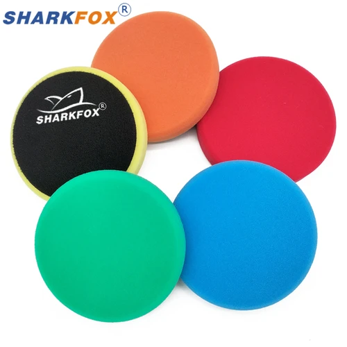 Sharkfox 5 ""(125mm)/6""(150mm) almohadilla pulidora de esponja para coche almohadilla pulidora plana elimina arañazos para pulir/almohadilla amortiguadora de cera