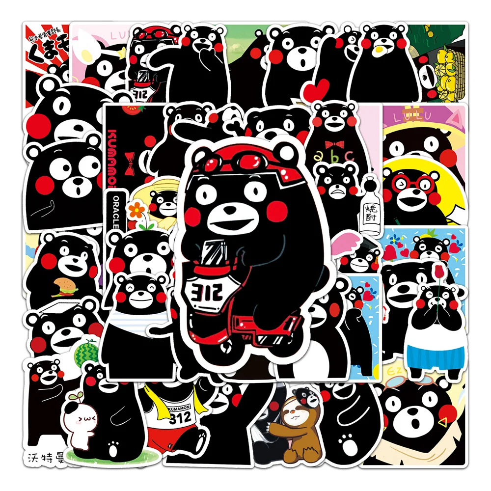 10/30/50PCS Cute Cartoon Kumamon Bear Animal Personality Creative Sticker Refrigerator Skateboard Waterproof Sticker Wholesale